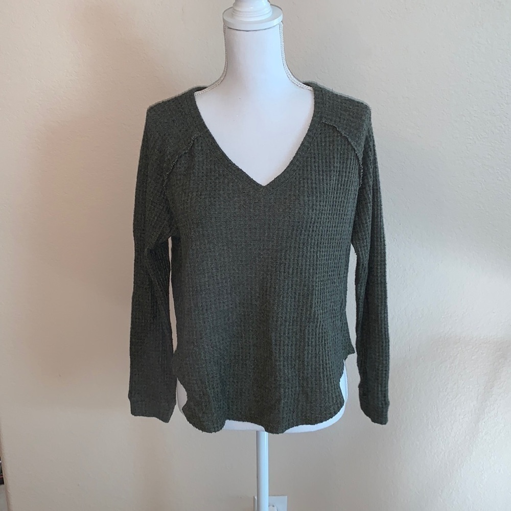 AEO waffle knit long sleeve top